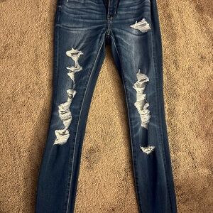 American Eagle Outfitters Ripped Dark Blue Skinny Jeans